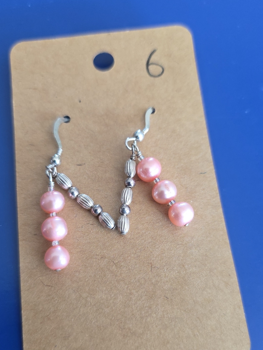 Silver & Faux Pink Pearl Drop Earrings - Women Jewelry